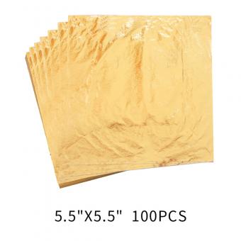 5.5 by 5.5 Inches KINNO Gold Leaf Sheets 100pcs Gold Foil Leaf for Gilding Furniture Arts&Crafts Project Home Decorations Ceramics 