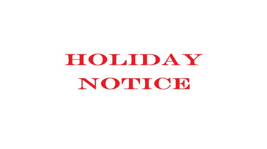 Holiday Notice for New Year's Day